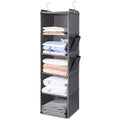 BOOMIBOO Hanging Closet Organize and Shelves，5-Hanging Shelf with 2 Side Pockets，Storage Foldable