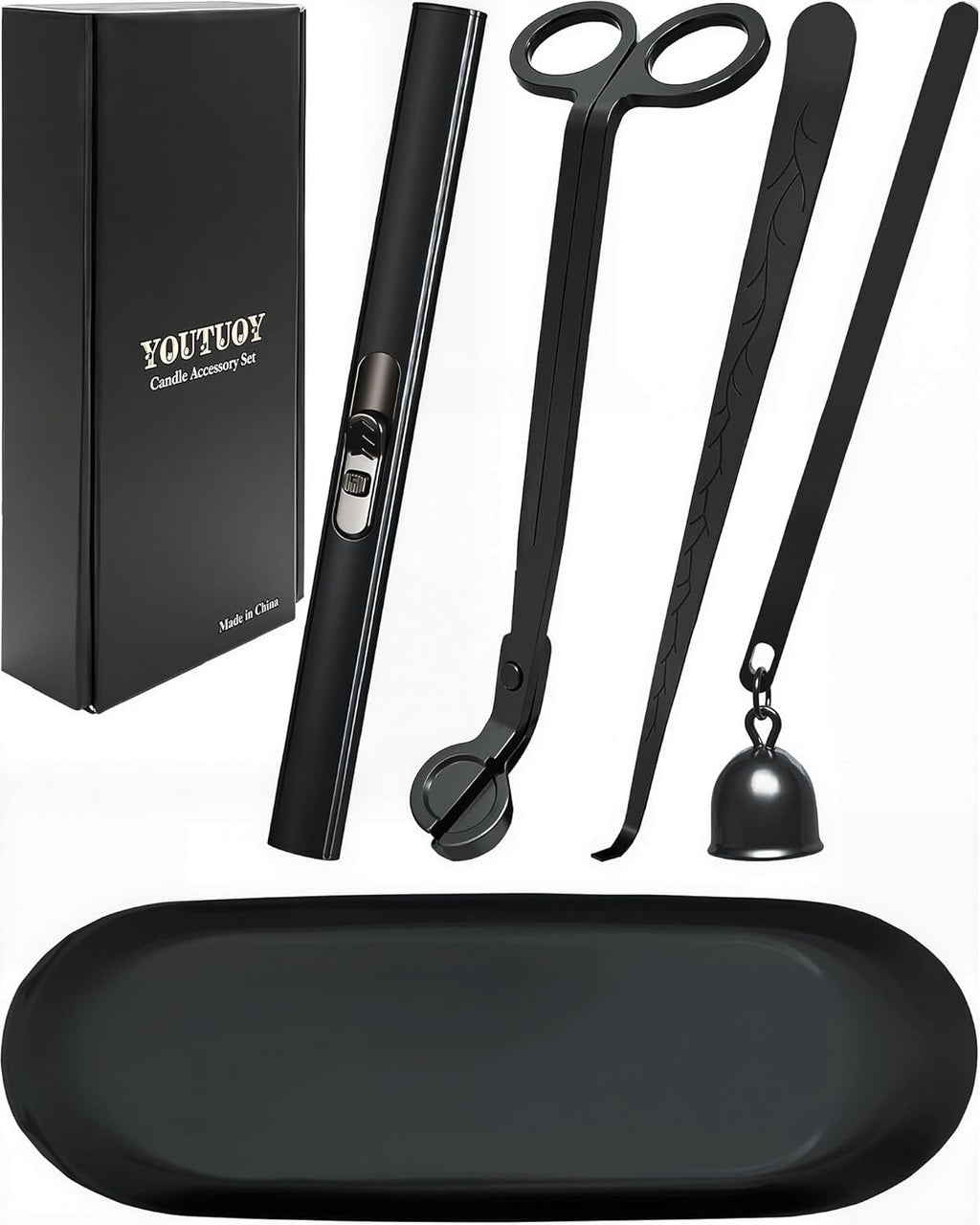 5 in1 Candle Accessory Set with Rechargeable Candle Lighter, Candle Wick Trimmer, Candle Wick
