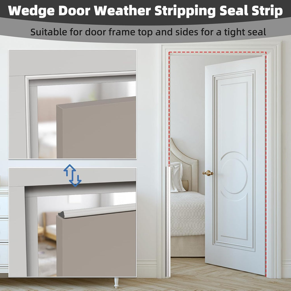 3Pcs×196" Wedge Weather Stripping Door Seal Strip for Door Frame & Window,Self Adhesive Window