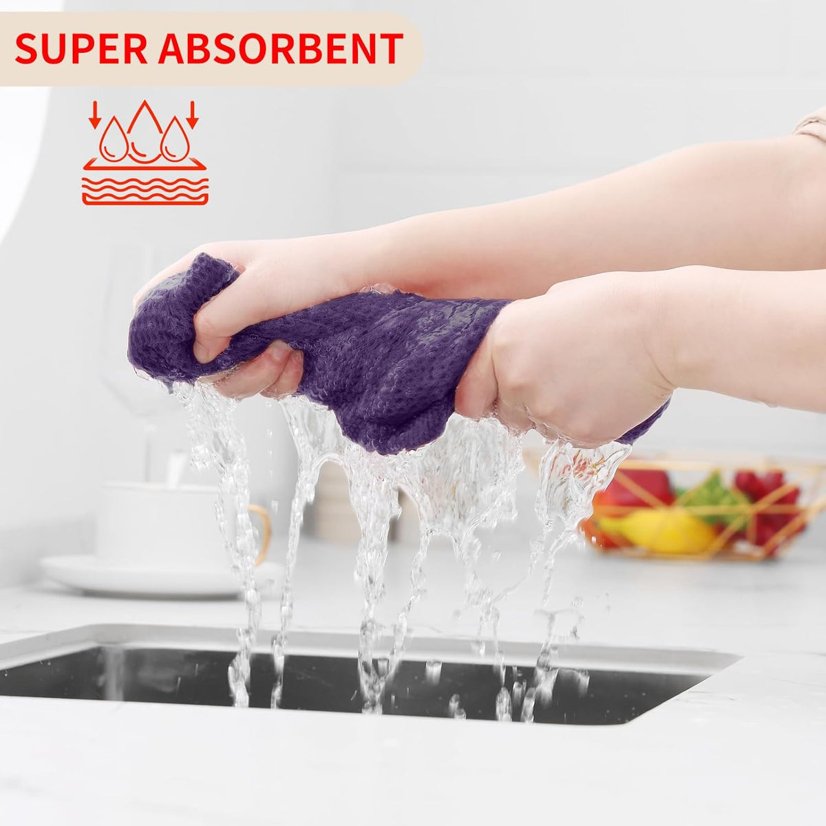 Homaxy 100% Cotton Waffle Weave Kitchen Dish Cloths, Ultra Soft Absorbent Quick Drying Dish Towels