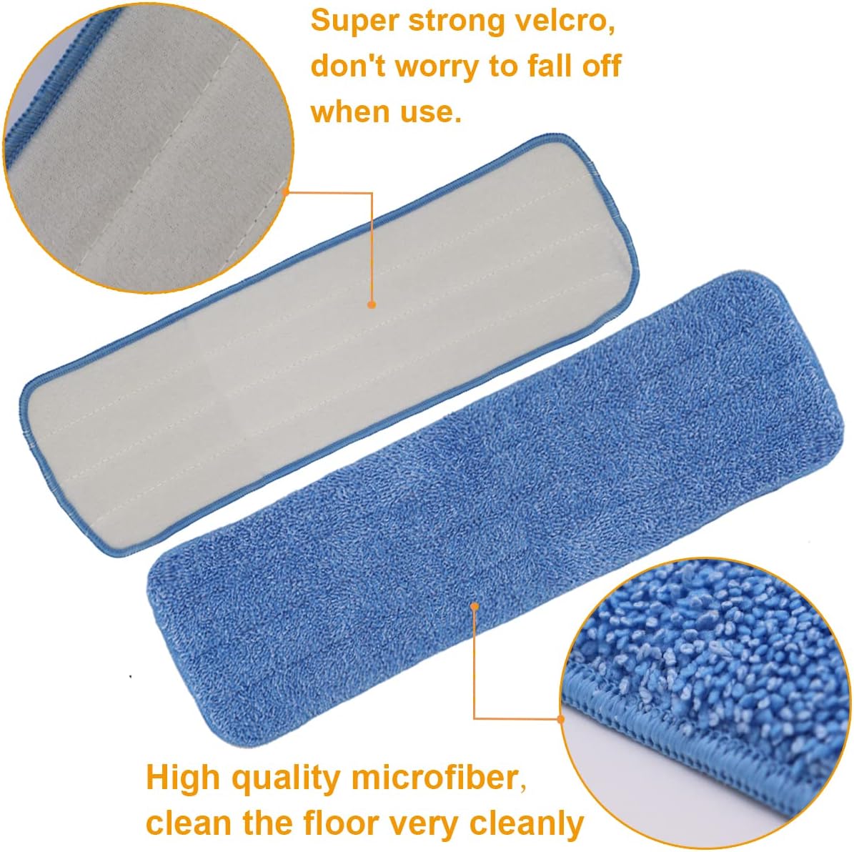 18 Inch Microfiber Spray Mop Replacement Heads Compatible with Bona, Washable Reusable Flat Mop