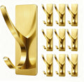 10 Pack Self Adhesive Coat Hooks for Hanging, Heavy Duty Stainless Double Wall Hook for Towel