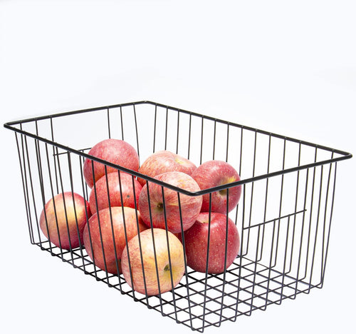 16" L x 12" W Wider Freezer Storage Organizer Baskets Container, Deep Metal Wire Chest Upright