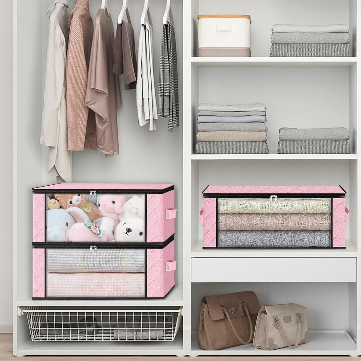 HomeHacks Storage 8-Pack Clothes Organizer Storage Bags Foldable Storage Box with Large Clear