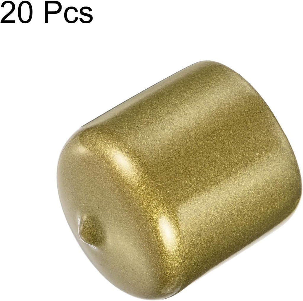 uxcell 20pcs Rubber End Caps 31mm ID Vinyl Round Tube Bolt Cap Cover Thread Protectors Gold