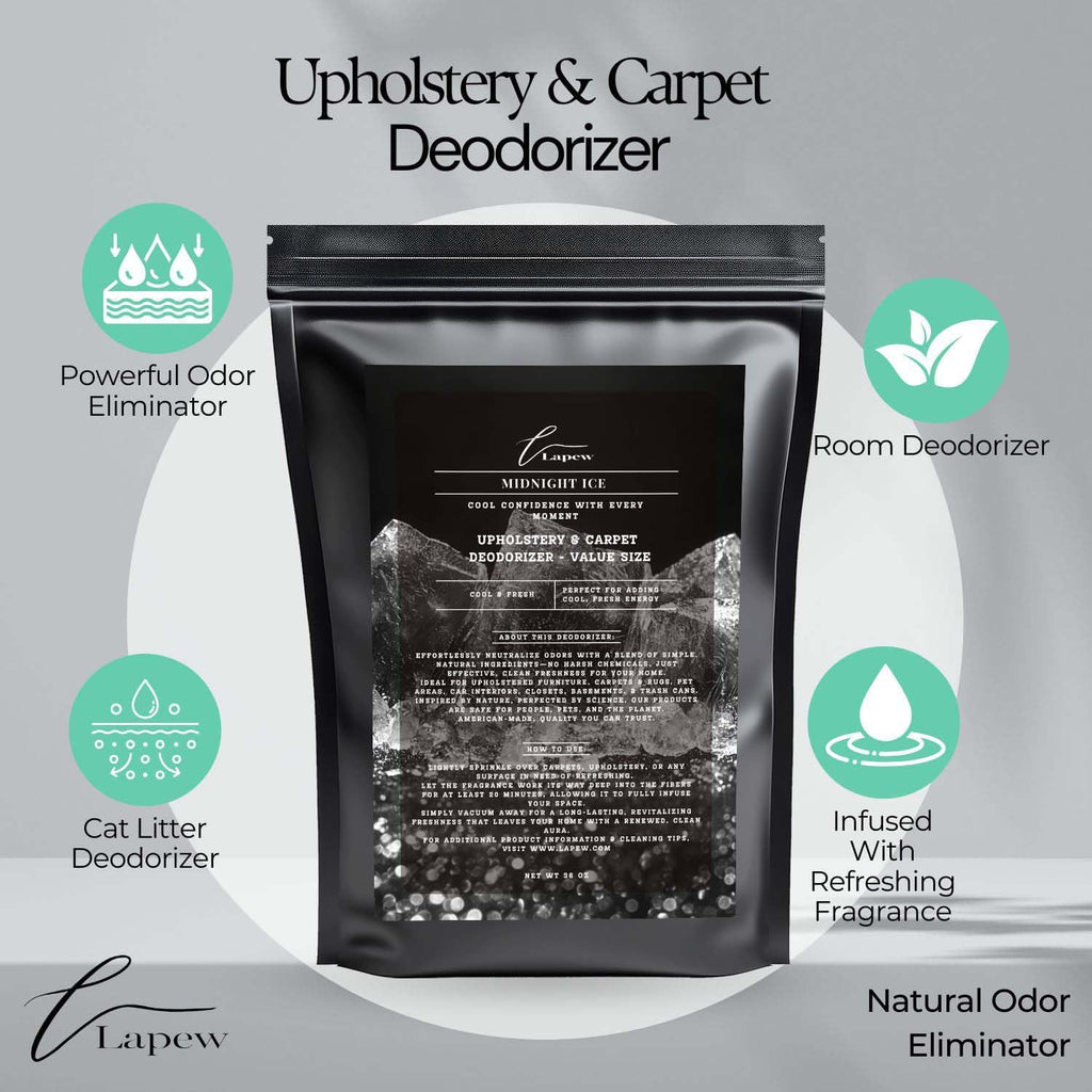Midnight Ice Carpet Freshener Powder Refill 36 oz | Powerful Odor Eliminator for Home | Upholstery