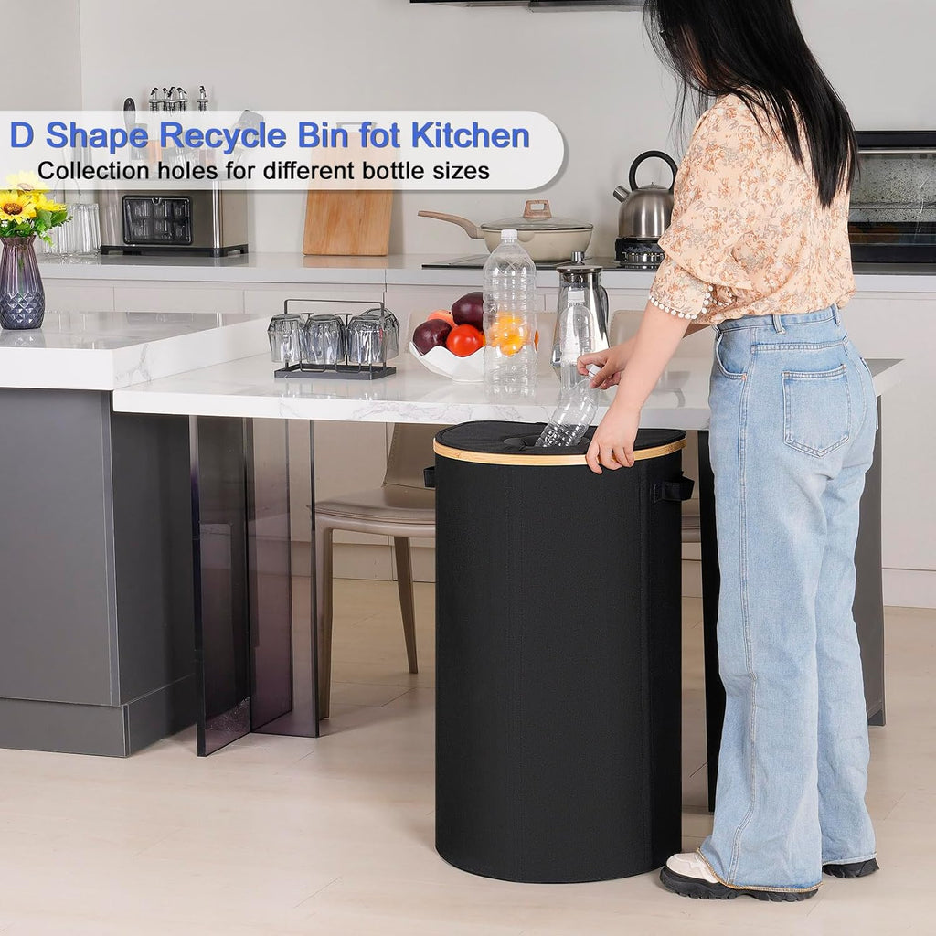 efluky Recycling Bin for Kitchen 100L, 26 Gallon Recycle Bins for Indoor Outdoor Home Use with 2