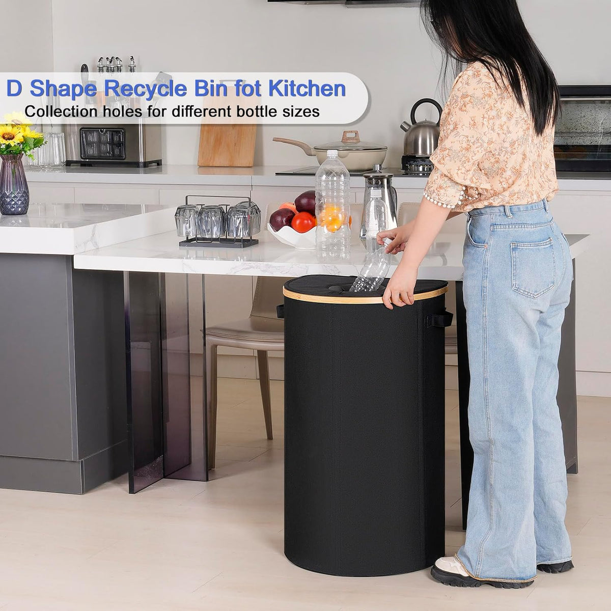 efluky Recycling Bin for Kitchen 100L, 26 Gallon Recycle Bins for Indoor Outdoor Home Use with 2