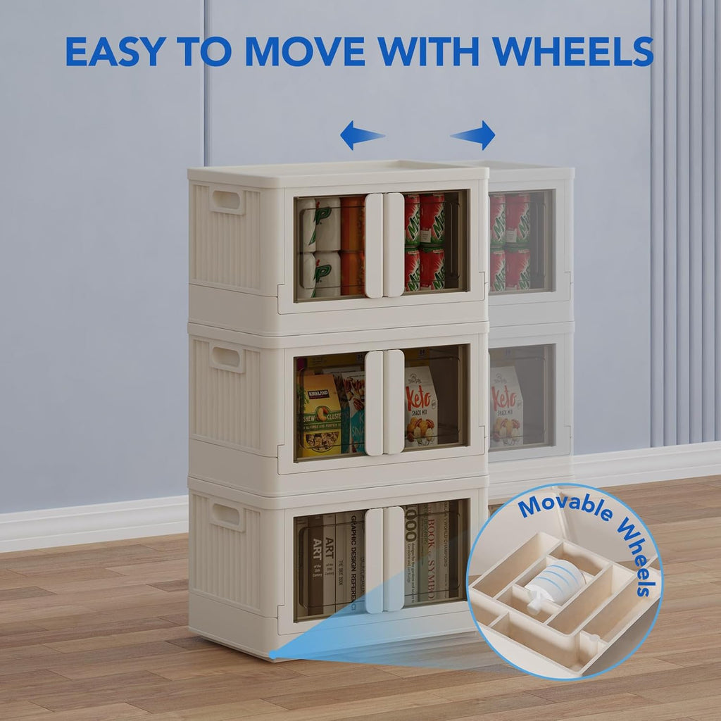 FLEXIMOUNTS 150 QT Stackable Storage Bins With Lids, Collapsible Plastic Storage Bins, Closet