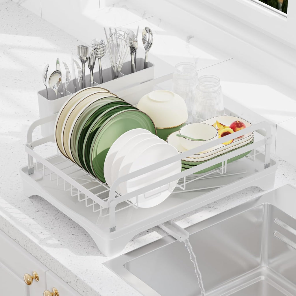 Dish Drying Rack for Kitchen Counter - Large Capacity Dish Drying Rack with Drainboard, Kitchen