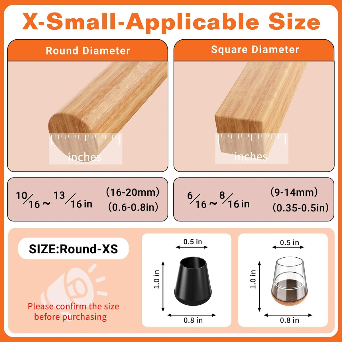 Chair Leg Floor Protectors Extra Small 24 Pcs,Silicone Chair Leg Protectors for Hardwood