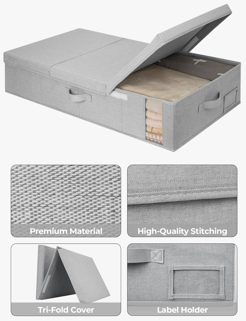 StorageWorks 2-Pack Jumbo Under Bed Storage Bins with Lids, Underbed Storage Containers with