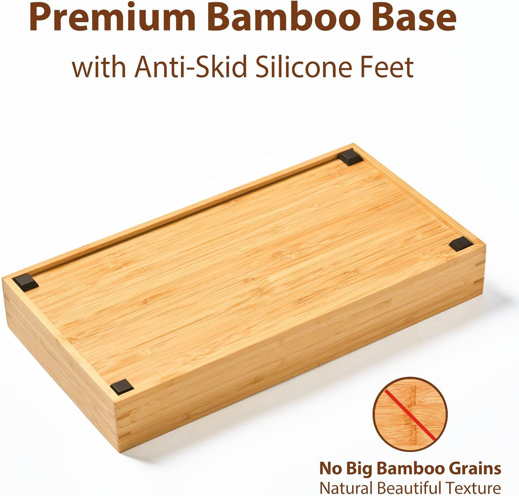Umilife Bamboo Kitchen Drawer Organizer, 7 Inch Silverware Utensils Tray Holder for Small Drawer