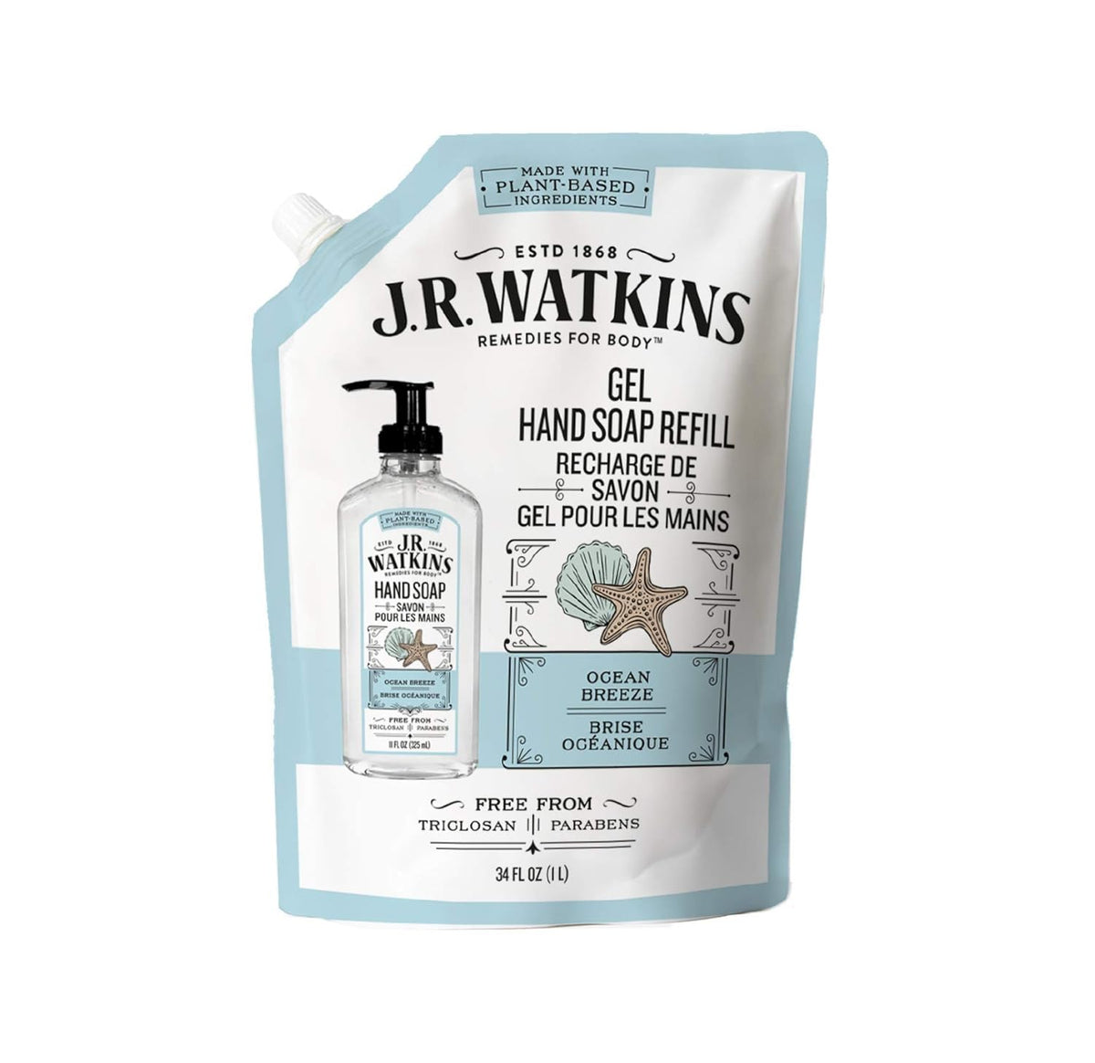 Hand Soap Gel Ocean Breeze 34floz Refill