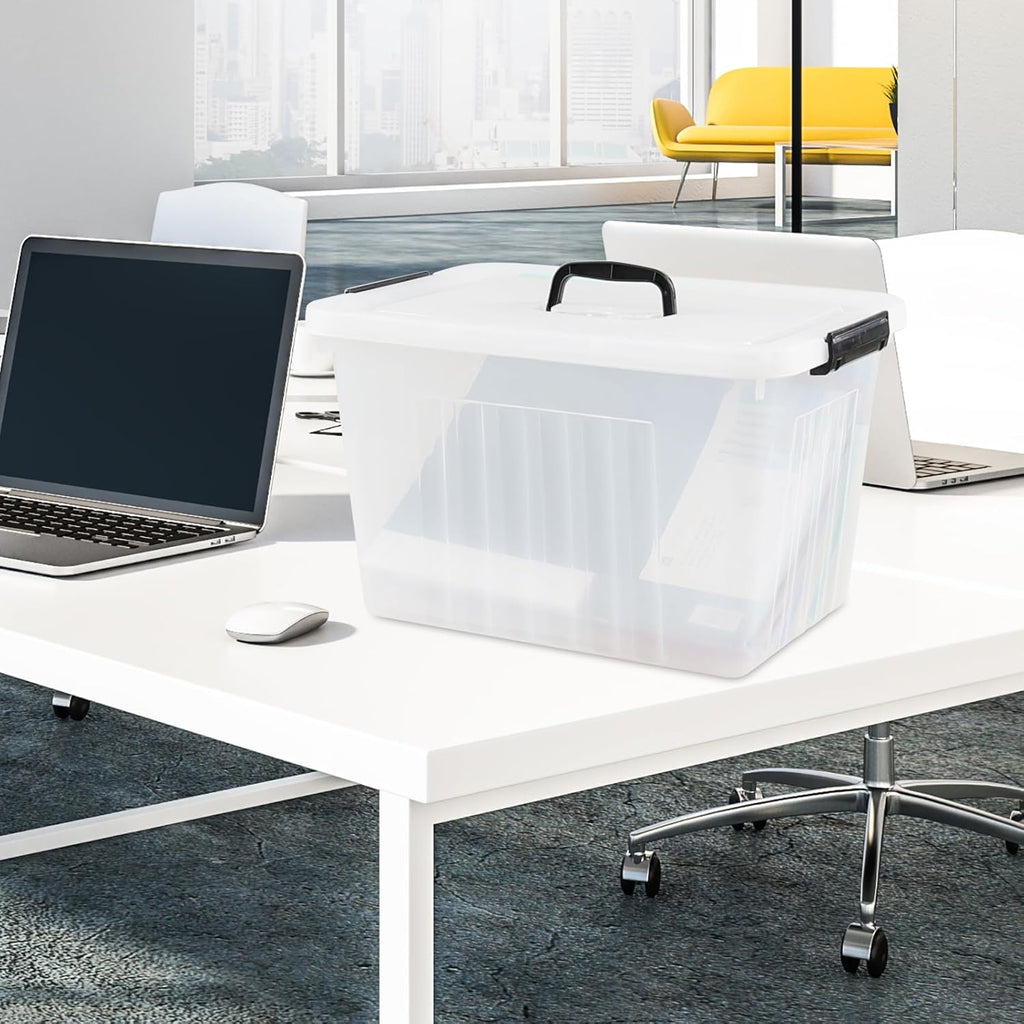 Asking 18 L Clear Plastic Storage Box with Handle, 4-Pack