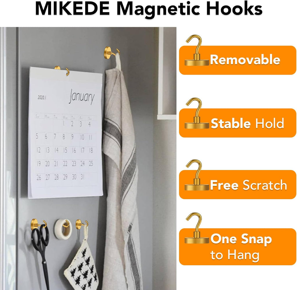MIKEDE Magnetic Hooks,150LB Heavy Duty Magnets with Hook, Super Strong Magnets Neodymium Extra