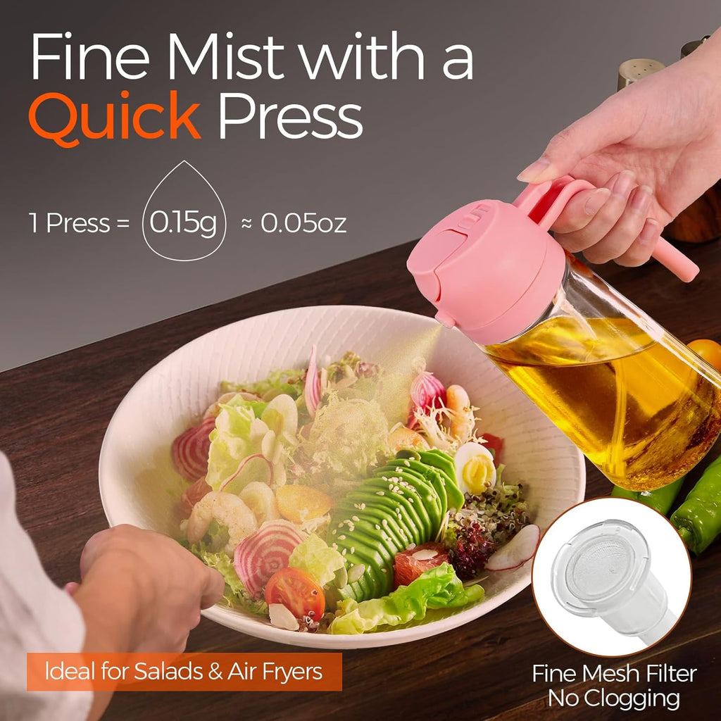 YARRAMATE 16oz/470ml Oil Sprayer for Cooking with Stickers, Food-grade Premium 2 in 1 Olive Oil