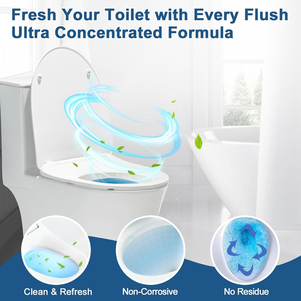 Automatic Toilet Bowl Cleaner Tablets Blue Gel Toilet Tank Cleaners, Septic-Safe Hard Water Ring