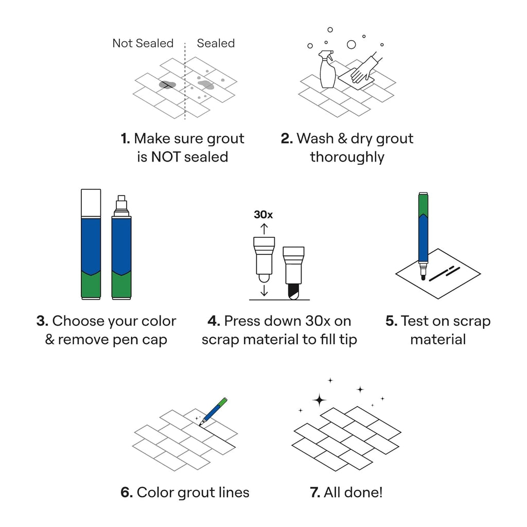 Grout Pen White Tile Paint Marker: Waterproof Grout Paint, Tile Grout Colorant and Sealer Pen