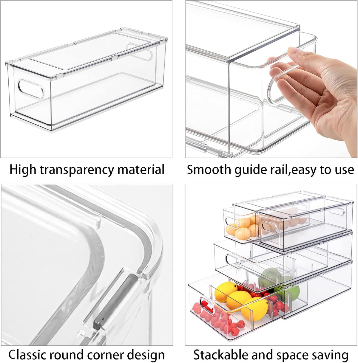MineSign 7 pack Stackable Refrigerator Organizer Bins Pull-Out Drawers for Fruit and Veggies