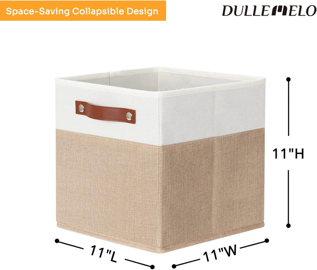 DULLEMELO 11 inch Cube Storage Bins,Fabric Storage Cubes for Organizing,Collapsible Foldable Linen