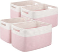OIAHOMY 4 Pack Storage Baskets for Organizing, Basket for Shelves with Handle, Woven Baskets for