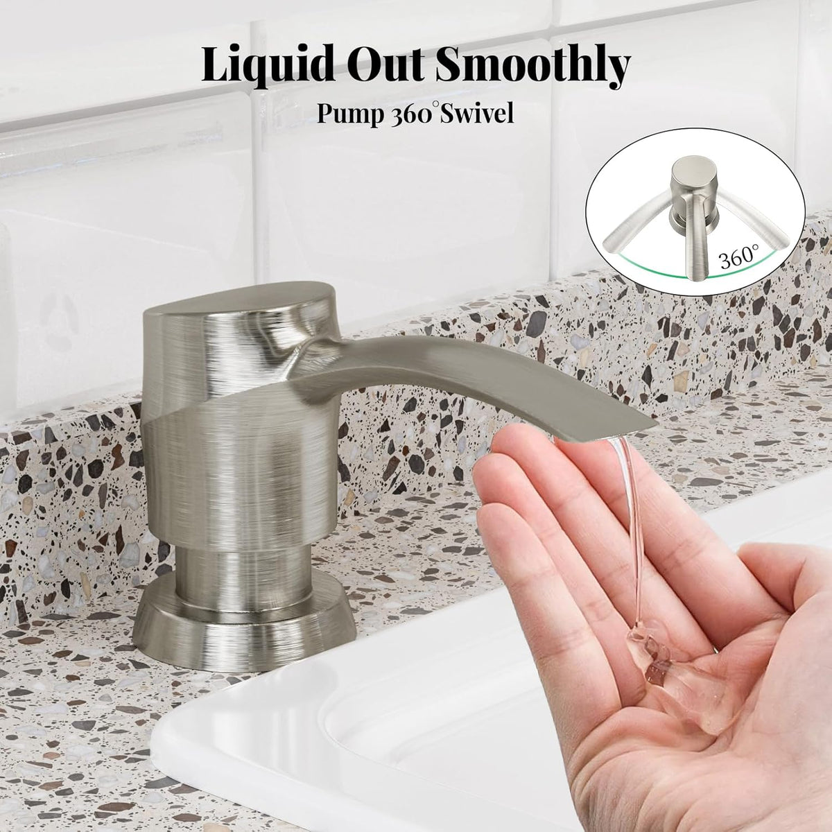 SAMODRA Kitchen Sink Soap Dispenser, Brushed Nickel Soap Dispenser,ABS Dispenser Built-in Pump Head
