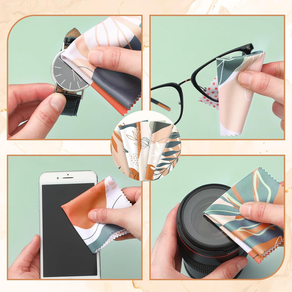 Sinmoe 20 Pcs Microfiber Cleaning Cloth for Glasses Cute Boho Abstract Design Microfiber Cloth Soft