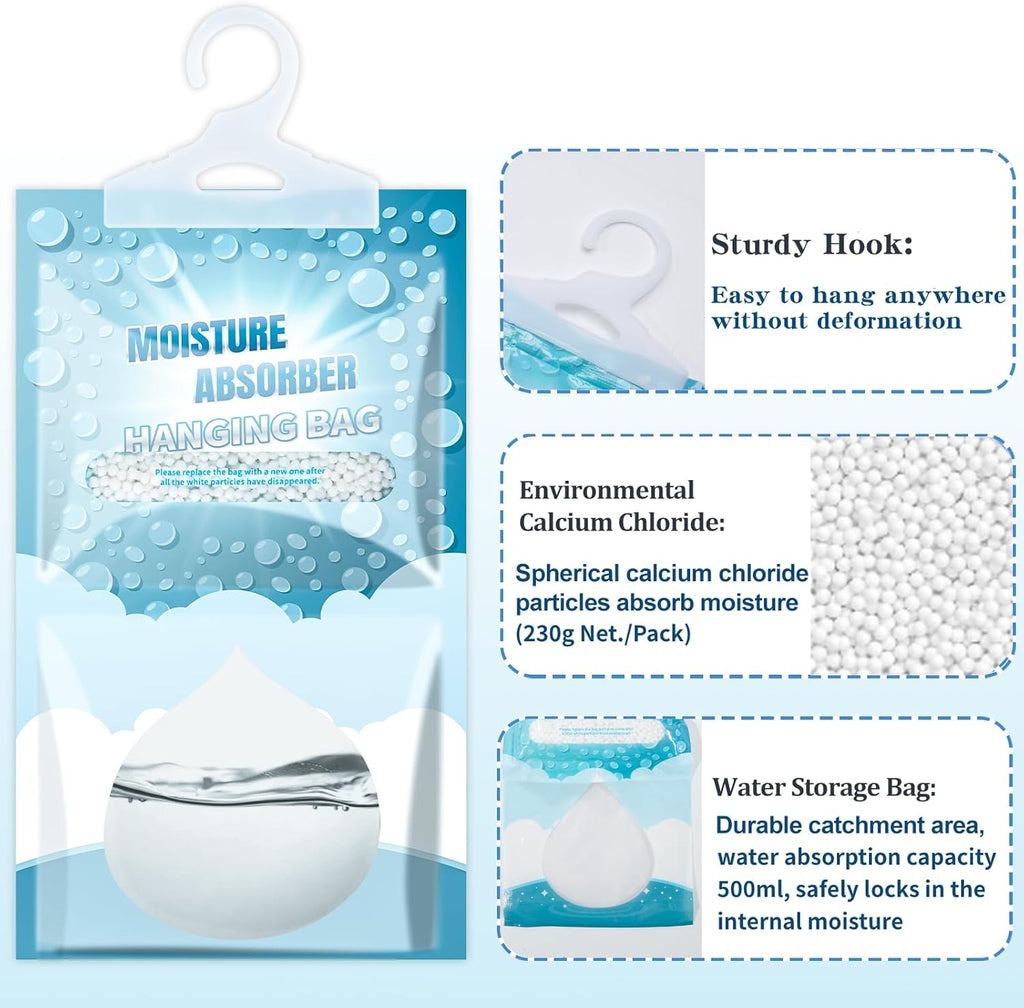 20 Pack Hanging Moisture Absorbers - Fagrance Free Dehumidifier Bags, 8.11 OZ/Pack, Removes