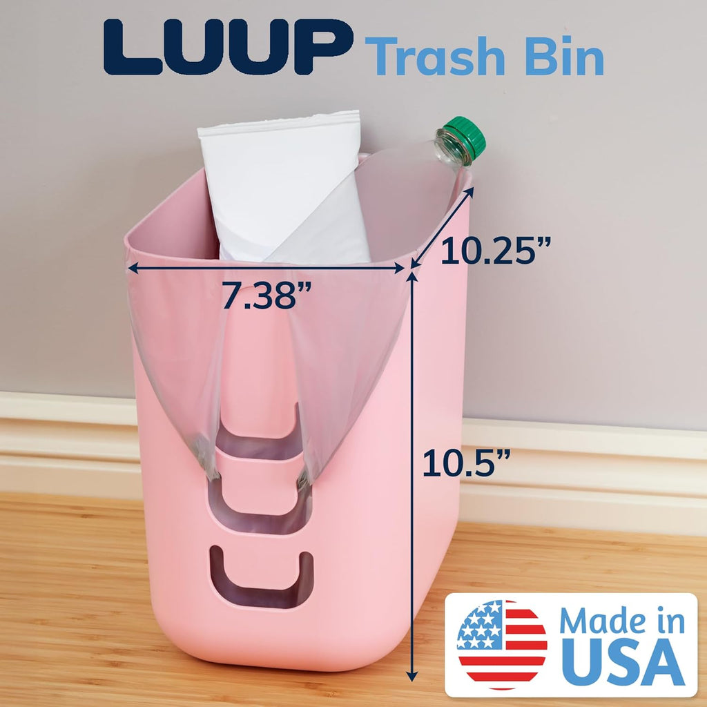 STORi Luup Bathroom Wastebasket, Secure Grocery Bags, Plastic Garbage Container for Vanity, Laundry