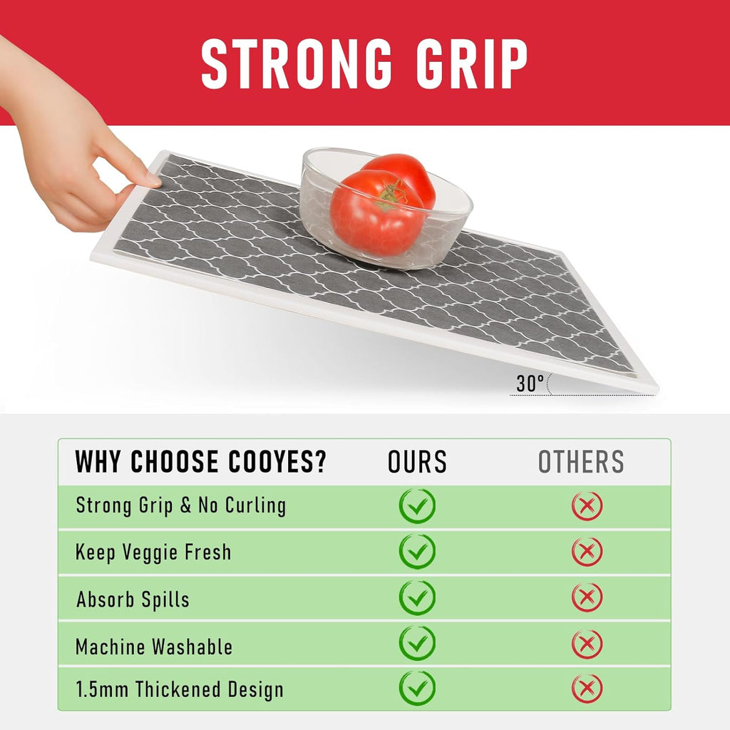 Cooyes Fridge Liners for Refrigerator, Drawer & Shelf Liners for Kitchen Cabinets Non-Adhesive