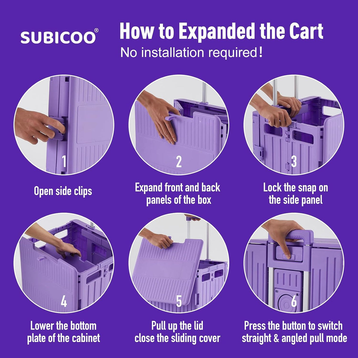 Folding Utility Cart Portable Rolling Crate Handcart Shopping Trolley Collapsible Tool Box, with