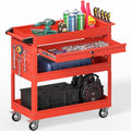 3 Tier Rolling Tool Cart on Wheels, Heavy Duty Service Cart Industrial Utility Cart with Drawer and
