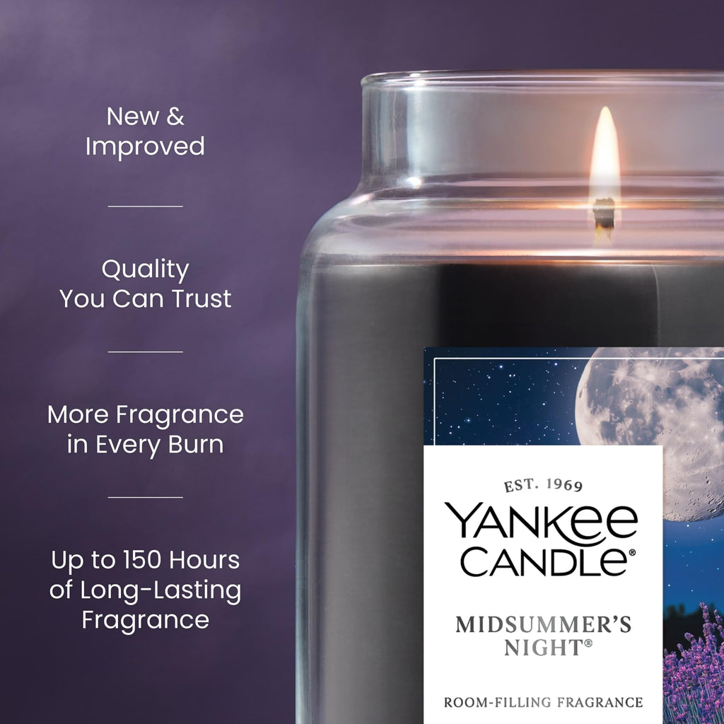 Yankee Candle Mid Summer's Night, Scented Candle, 22oz Large Jar with up to 150 Hour Burn, Giftable