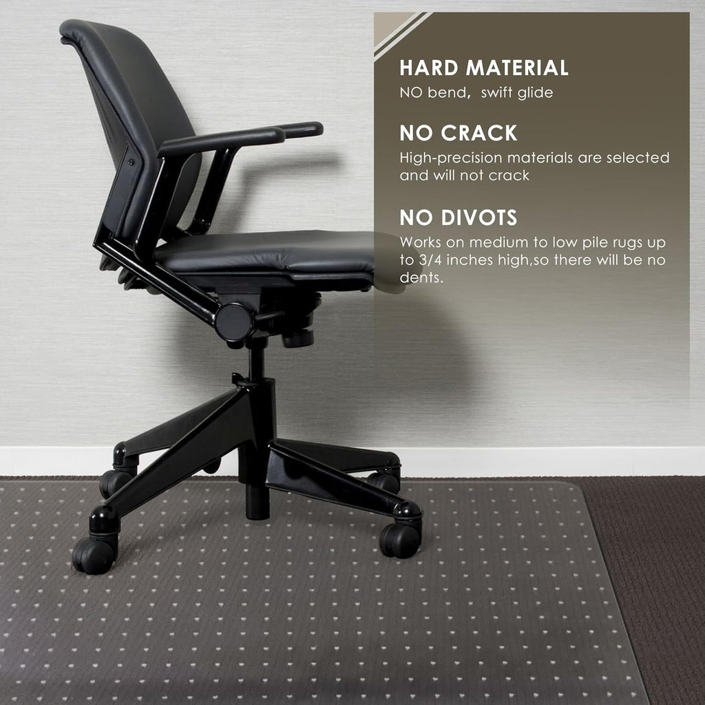 Azadx Heavy Duty Office Chair Mat for Carpet 32" x 48" Hard Material Chair Mat for Carpeted Floor