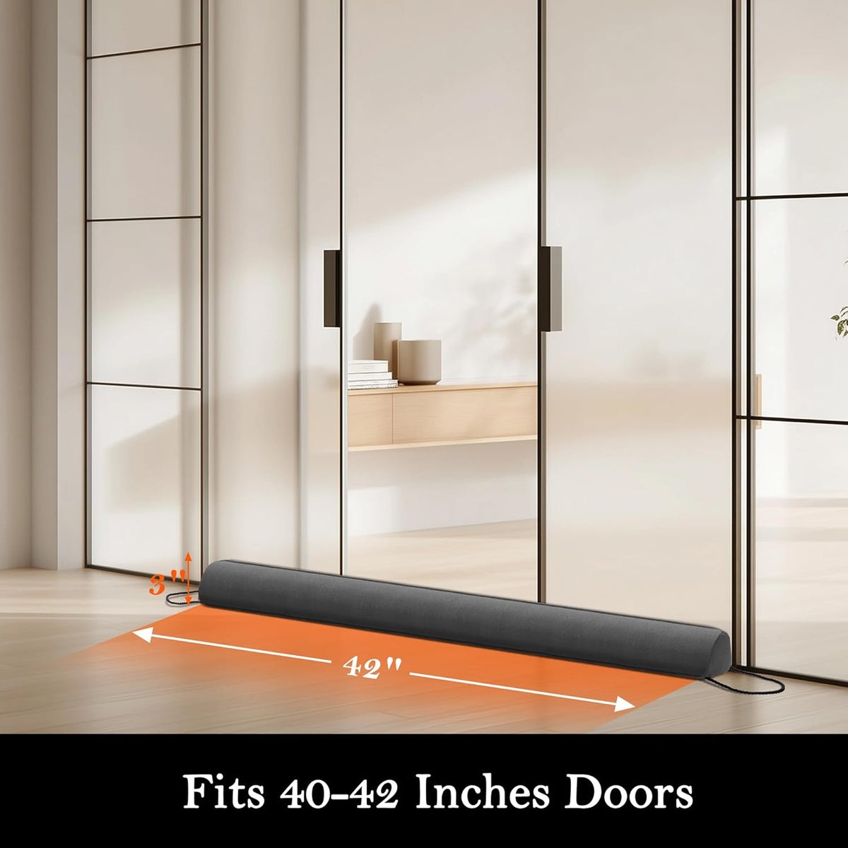 Sunolga 42" Door Draft Stopper Blocks Hot and Cold Air with Removable Washable Cover for Gaps Up to