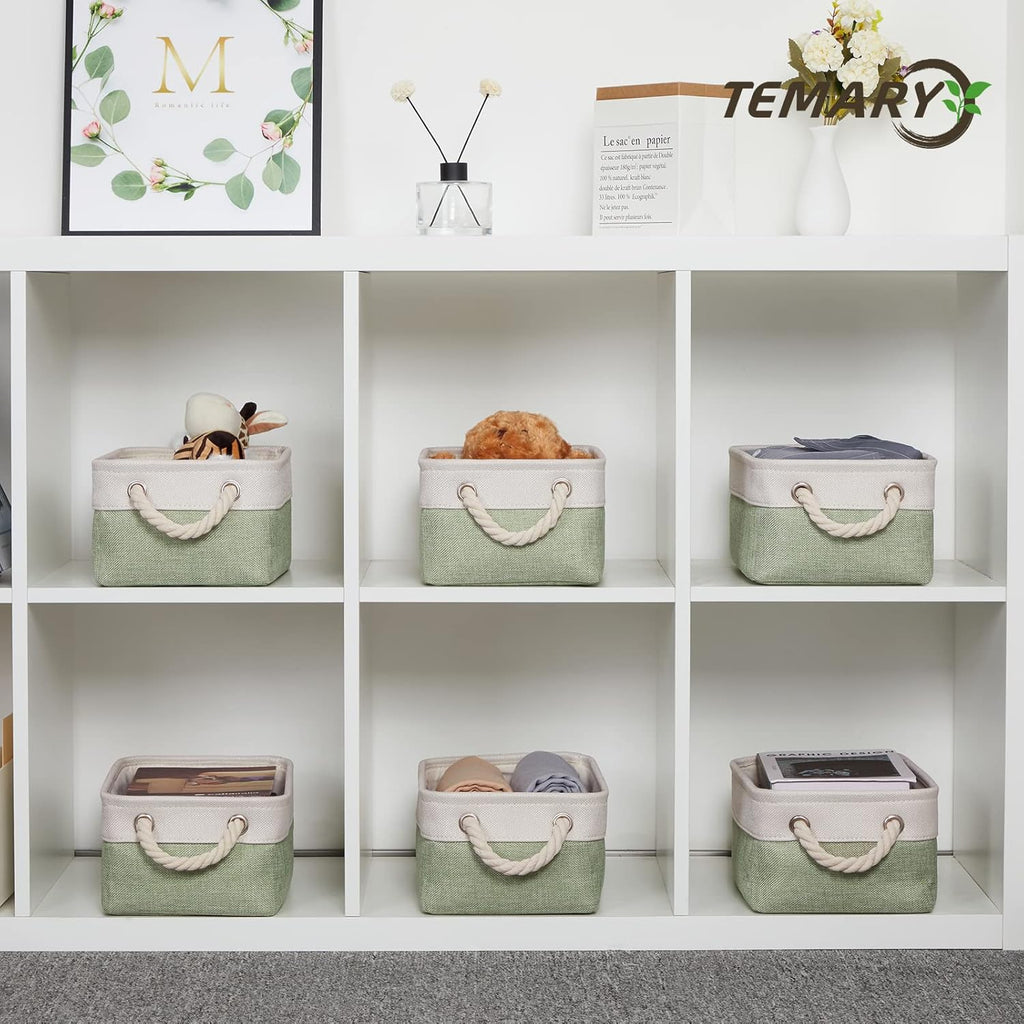 Temary Small Storage Baskets Small Fabric Bins for Closet, 6 Pack Decorative Storage Boxes with