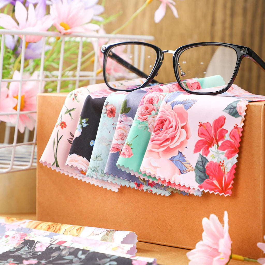 Sinmoe 20 Pcs Microfiber Cleaning Cloth Elegant Flower Design Microfiber Cloth Soft Multicolor