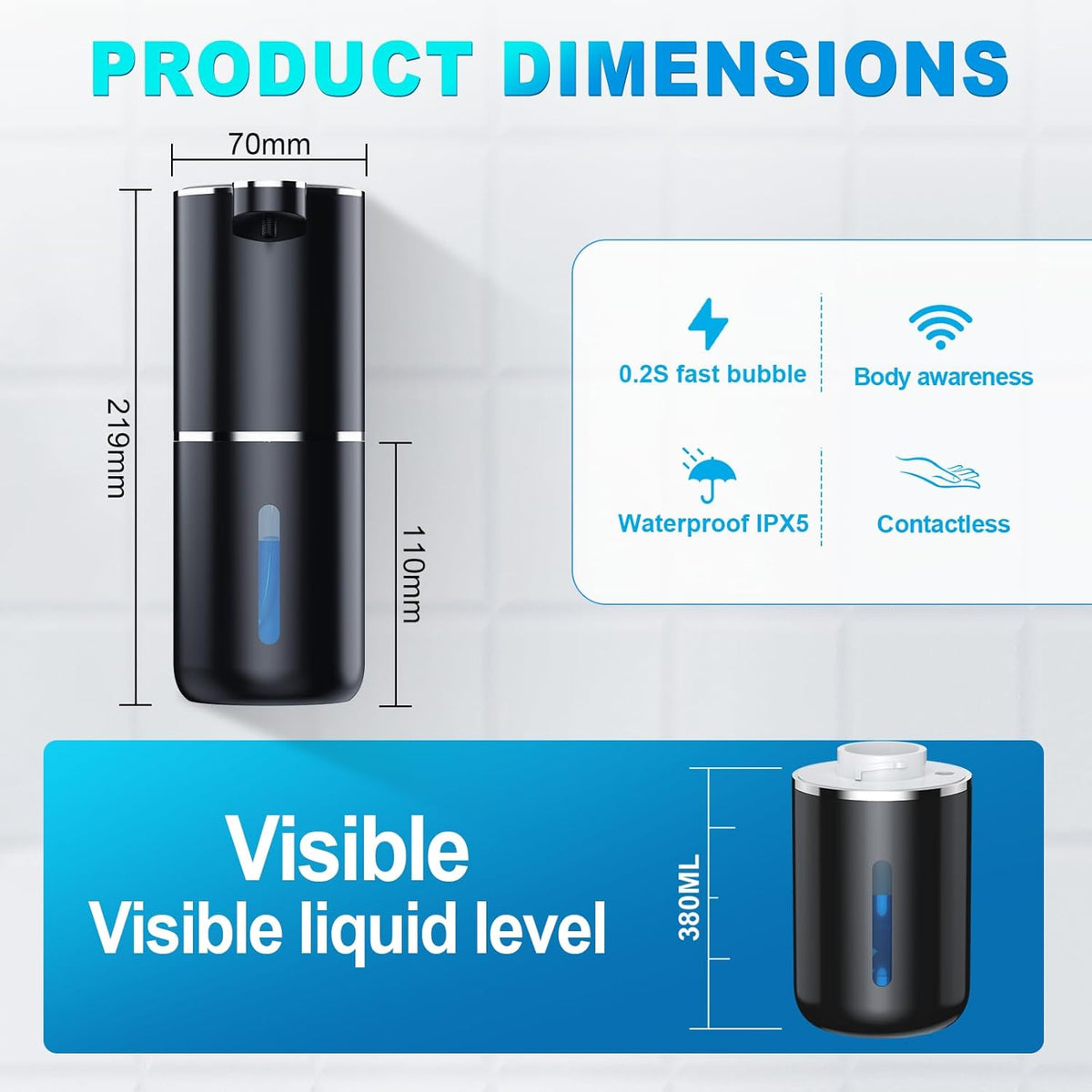 Automatic Foaming Soap Dispenser, 12.8oz/380ml Wall Mount Touchless Soap Dispenser with Sensor