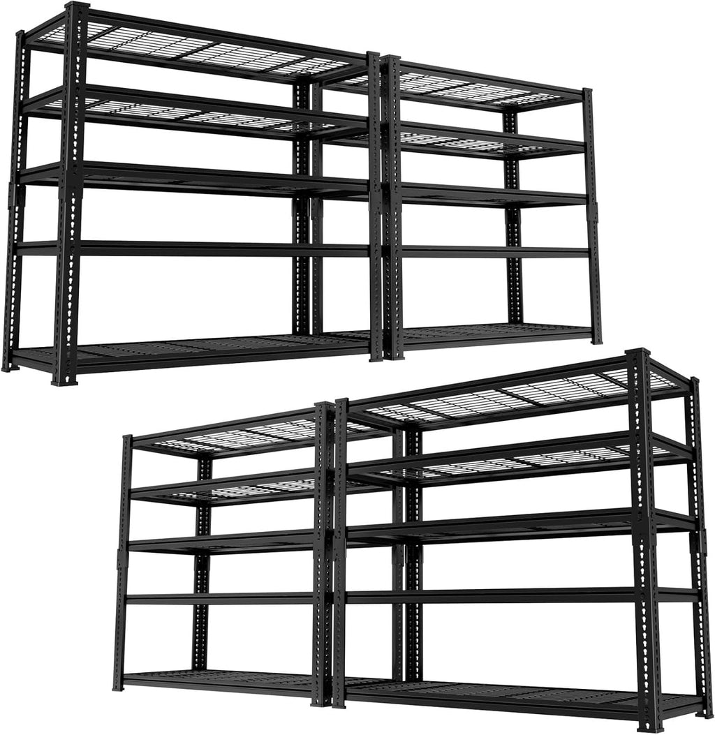 ROOMTEC Garage Shelving, 4 PCS 3300 LBS Capacity Sorage Shelves Heavy Duty, 5 Tier Adjustable Metal