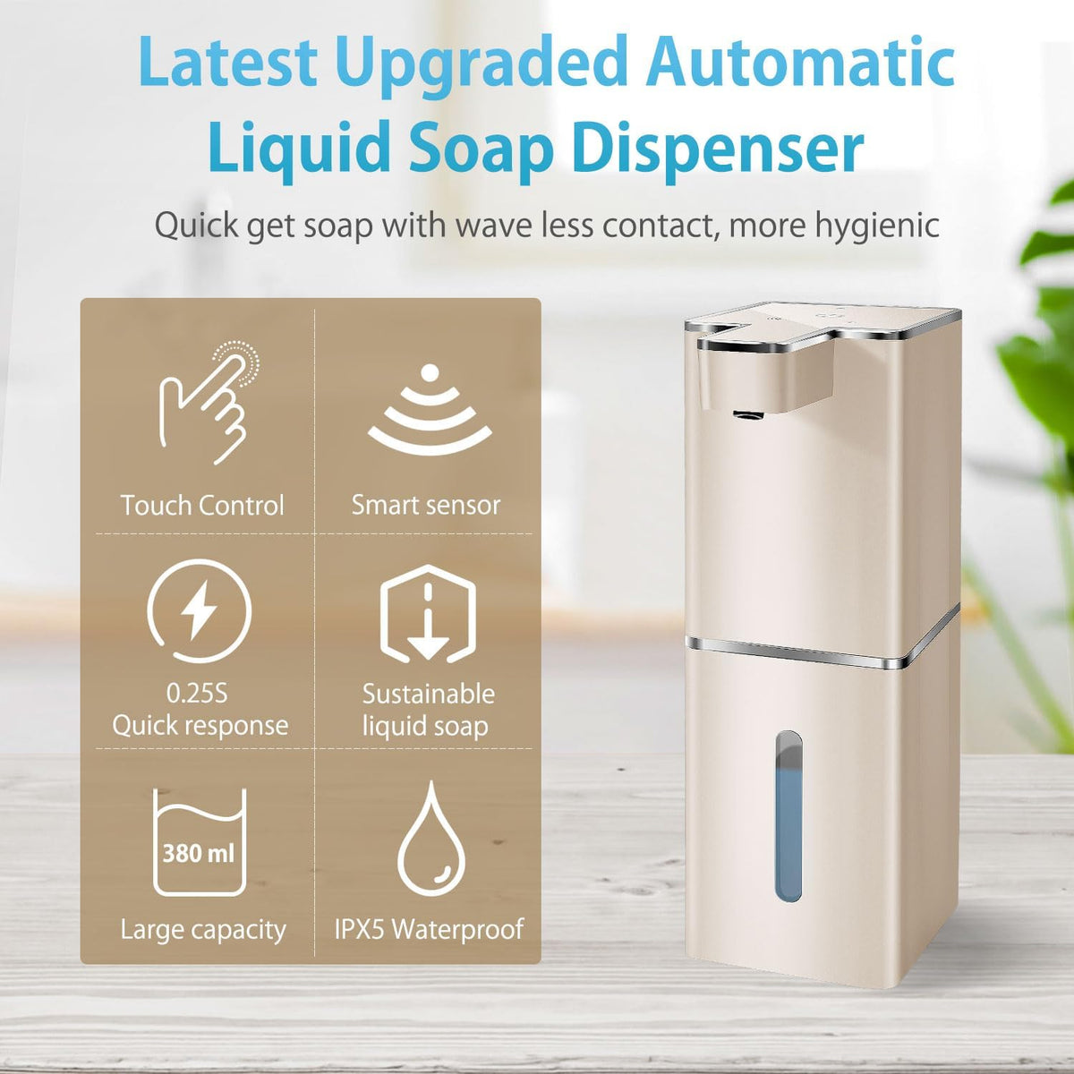Automatic Liquid Soap Dispenser Touchless Soap Dispenser 380ml/12.8oz Rechargeable, Wall Mounted,4