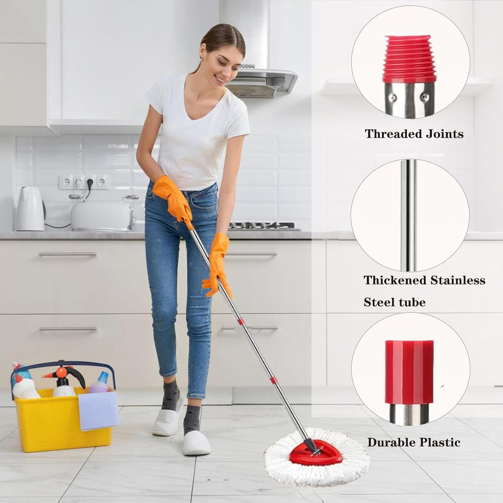 Spin Mop Replacement Handle, 4-Section 30-to-58 inch Mop Replacement Stick Compatible with Ocedar