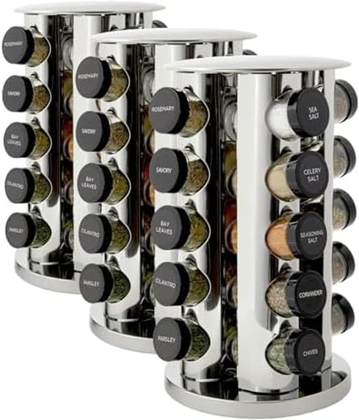Kamenstein 20 Jar Revolving Countertop Spice Rack with Spices Included, FREE Spice Refills for 5