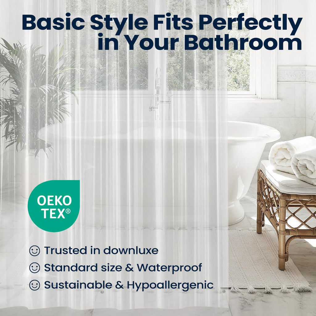 downluxe Shower Curtain Liner, PEVA Plastic Shower Liner with 3 Magnets, 72" x 72" Waterproof