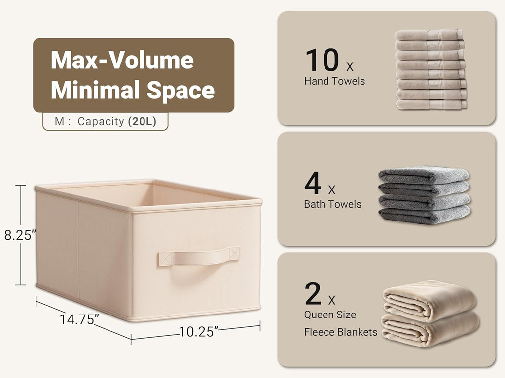 Storage Bins, Fabric Satin Storage Baskets for Shelves, 14.75"L*10.25"W*8.25"H Collapsible Storage