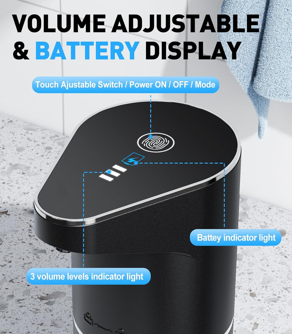 Automatic Soap Dispenser,Touchless Hand Wall Mount Rechargeable 3 Gear Adjustable Electric Soap