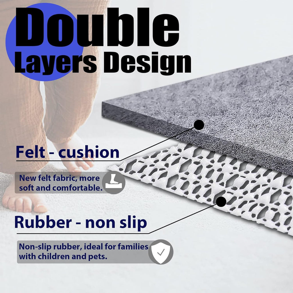 Non Slip Rug Pad Grippers - 2x4, 1/4" Thick, Felt + Rubber Double Layers Area Carpet Mat Tap