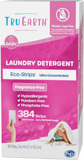 Tru Earth Hypoallergenic Baby Laundry Detergent Sheets/Strips for Sensitive Skin, 384 Count, Up to