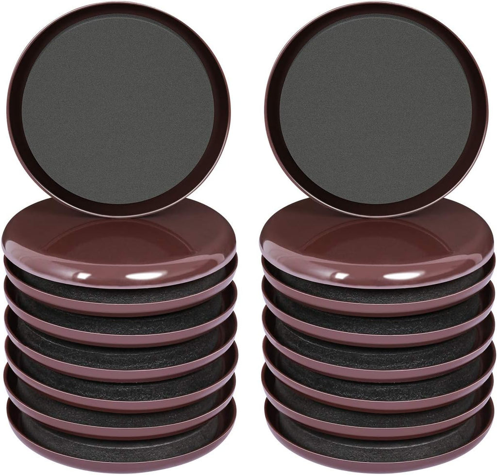 Ezprotekt 3 1/2 inch Furniture Moving Sliders for Carpet, 16 Pcs Round Reusable Furniture Movers