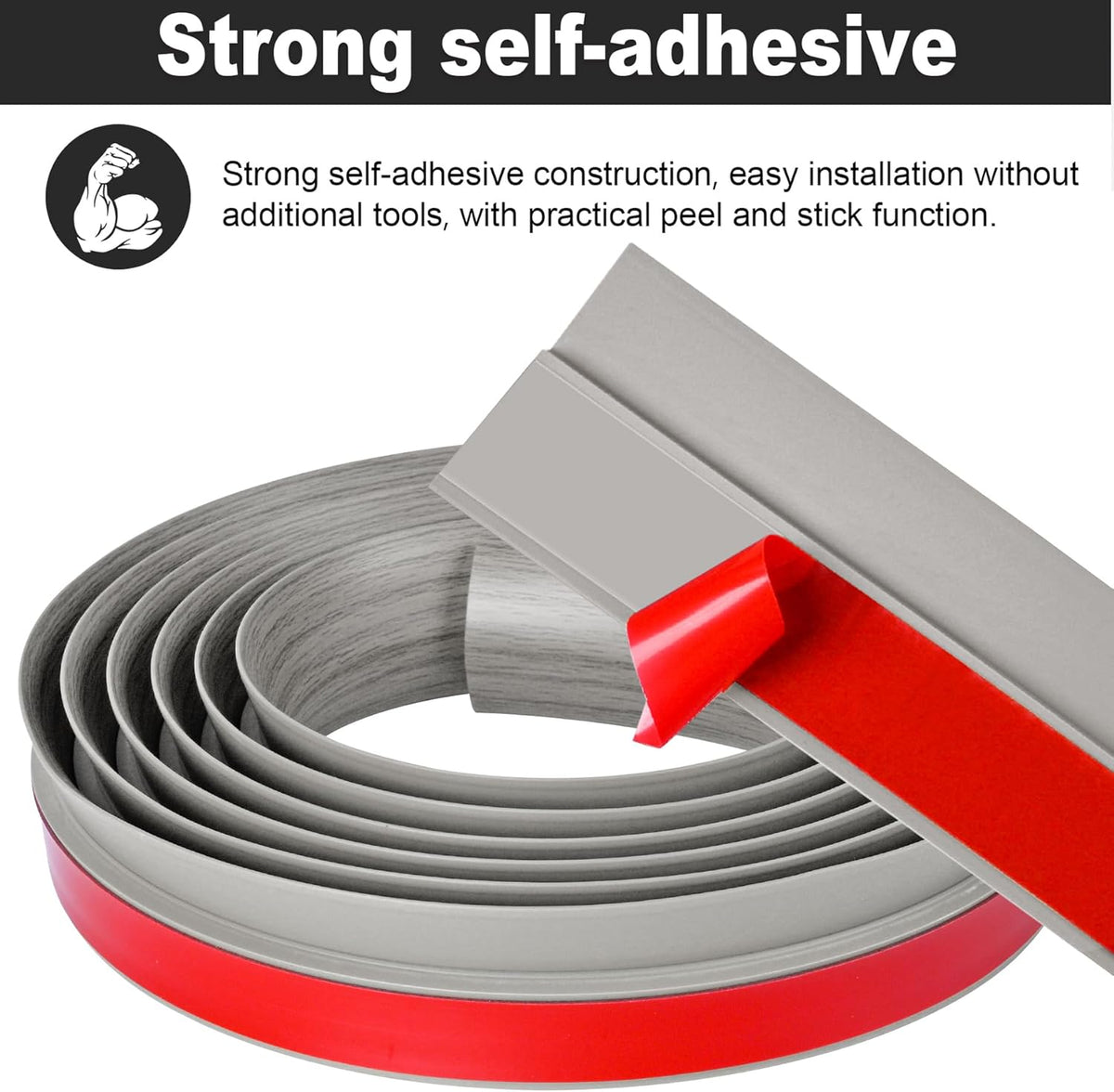 3.3Ft Carpet Floor Transition Strip, Self Adhesive Floor Edging Trim Strip, PVC Threshold Cover for
